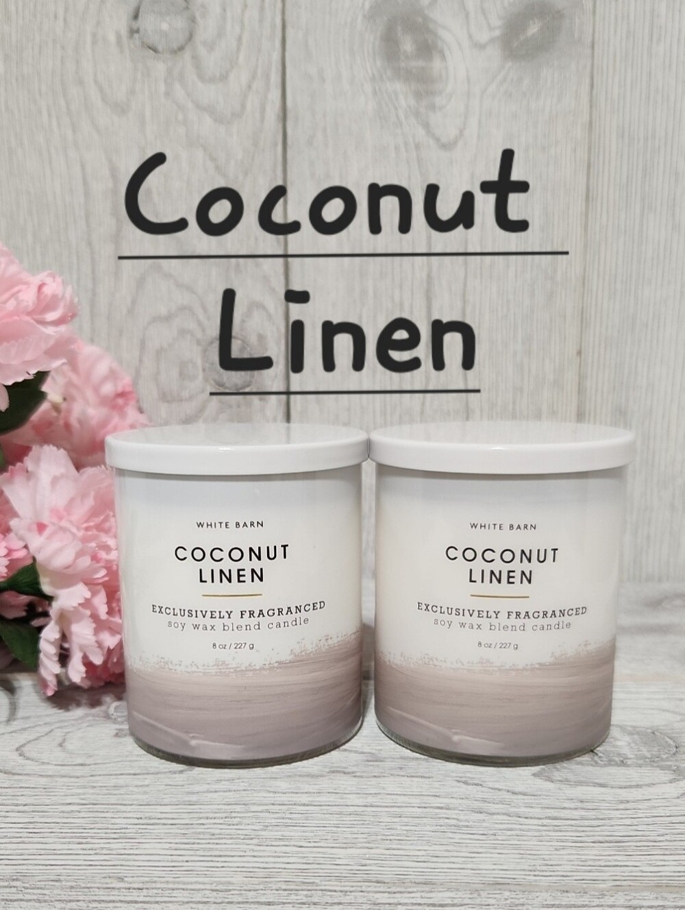Bath & Body Works Coconut Linen 8oz Single Wick Candles X2